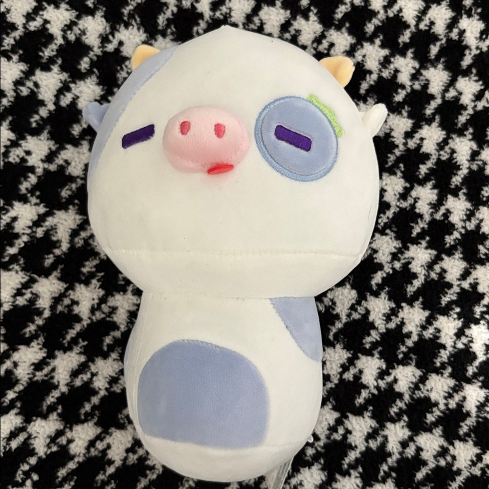 Cute White and Blue Cow Plush Toy
